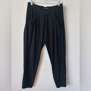 EILEEN FISHER Size M Pleated Stretch
Harem Pants Black Elastic Waist